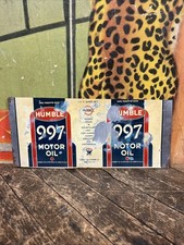 VINTAGE HUMBLE 997 MOTOR OIL ONE QUART CAN UNROLLED SIGN GAS STATION RARE picture