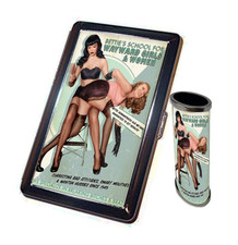 Bettie P.  School for Wayward girls pinup cigarette case and lighter sleeve BDSM picture