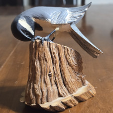 Vtg Chickadee Bird Walter & Betty Ruch Hand Carved Wooden Sculpture 3.5