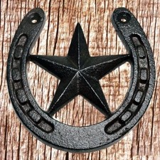Western Cast Iron Rustic Horseshoe & Texas Star Wall Art CI99-B picture