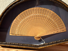 Antique fan in shadow box frame picture