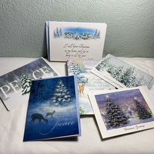 Vintage UNUSED Luxury 15 Christmas Cards Envelopes Xmas Glitter Dickens picture