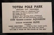 Vintage 1940s Totem Pole Park Crescent City, California Advertising Card RARE picture