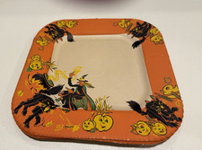 VINTAGE 1940s-1950s HALLOWEEN SQUARE RIBBED PAPER PLATE(S) 9