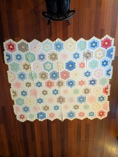 Vintage Grandma's Flower Garden Quilt 70x82 Multicolor picture