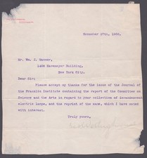 GEORGE WESTINGHOUSE JR. - TYPED LETTER SIGNED 11/27/1906 picture