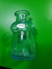 Antique Bixby’s Ink Bottle Aqua Glass Square Patent June 9 1896 New York picture
