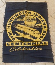 RARE - Vintage 1948 Huntington Indiana Centennial 2 sided Banner 32