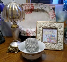 Illumin-Aries Fairy Lamp Hollywood Regency Stand & Champagne Lamp Shade Gift Set picture