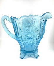 Vintage Mosser Glass Carnival Delphite Blue Dahlia Pitcher 48 oz. picture