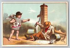 1880s Victorian Trade Swiss Card Condensed Milk Angel Wearing Can 3 x 4.5 in picture