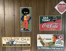 Vintage Porcelain Enameled Steel Advertising Signs Texaco Coca-Cola Lot Of 5 picture