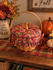 Vintage Longaberger Pumpkin Basket Combo with Lid and Fall Foliage Liner... picture