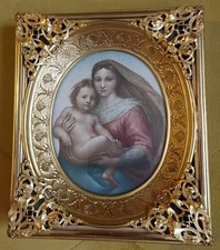Antique Small Victorian Style Frame Sistine Madonna Miniature Raphael 4.5 x 5.5