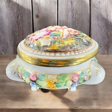 Vintage Capodimonte Italian Pottery Covered Dish Covered Bowl Dish Painted Italy picture