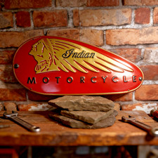 19 X8 Embossed Retro Style Metal Indian Motorcycle Gas Tank Sign...Ships Free picture