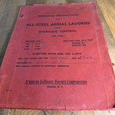 Vintage American LaFrance Fire Truck Aerial Ladder Hydraulic Control Manual Shop picture
