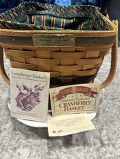 LONGABERGER 1995 Christmas Collection Cranberry Basket W/ Fabric Liner picture