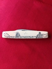 Vintage Case XX 278 Folding Pen Knife 1978 2 Dot Scrimshaw Lighthouse Tested picture