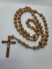 Giant Big Beads Rosario de Madera Wood Chain Jesus Cross XL Large Wall Rosary picture