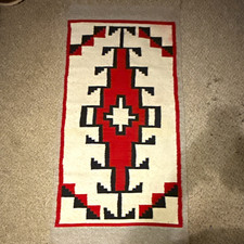 REPRO Southwestern Navajo Woven Rug Textile Red Black White Geometric 58