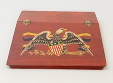 Vintage Yorkraft Red Hand-Painted American Eagle Folk Art Stationery Desk picture