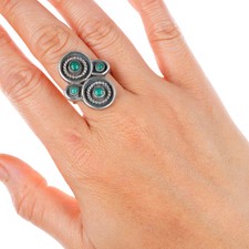 sz6.5 vintage Zuni sterling silver Cerrillos greasy green turquoise ring picture