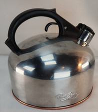 Vintage Revere Ware 3501 3.5 Qt Copper Bottom Whistling Tea Kettle Rome NY USA picture