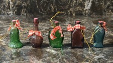 (5) Vintage Miniature Glass Bottles w/ Corks - Christmas Ornaments  picture
