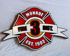 Fire Department Monroe 3D routed plaque wood patch sign Custom picture