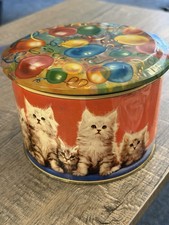 Vintage Thorne's Toffee Advertising Tin Round w/ Lid Kittens & Balloons picture