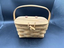 VTG Longaberger 2000 Small Purse Basket w/Attached Lid Toggle Closure & Handle picture