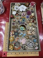 Flowers Mixed Junk Drawer Jewelry Lot Vtg- Mod Charms, & More J-24 picture
