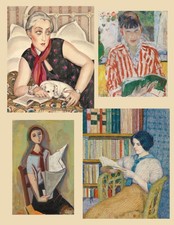 Set of Four VINTAGE Style WOMEN Reading - Art POSTCARDS - 4 x 6 in Each picture