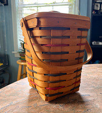 Longaberger Large Woven Storage Basket w/ Lid Handle Plastic Liner 1997 picture