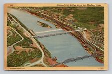 Postcard Highland Park Bridge Pittsburgh Pennsylvania PA, Vintage Linen O3 picture