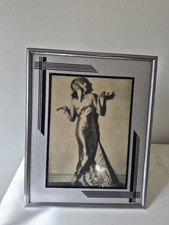 Vintage 1930s Art Deco Reverse Glass Black and Silver Frame  picture