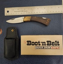 VINTAGE JET AER G96 7001 JAPAN BOOT'N BELT Quick Draw POCKET KNIFE w/pouch picture