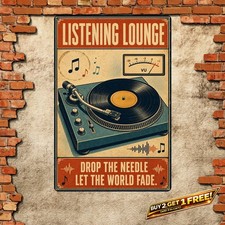 Retro Vinyl Record Music Room Sign Vintage Studio Metal Tin Wall Art Plaque picture
