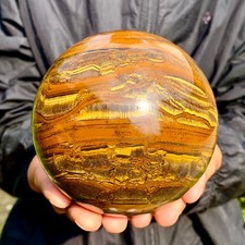 4.03LB Large Natural Tiger Eye Stone Crystal Ball Quartz Healing Sphere Décor picture