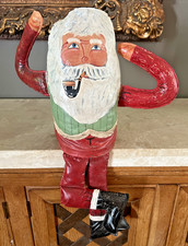 VTG. 1940's 50's HANDMADE GERMAN SANTA CLAUS SHELF SITTER WAXED FABRIC FOLK ART picture