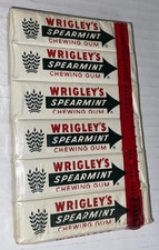 (6) 5 Stick Packages Vintage Wrigleys SPEARMINT Gum UNUSED Factory Sealed rare picture