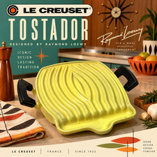 Vintage Le Creuset Raymond Loewy Tostador Grill Elysée Yellow MCM France 1960s picture