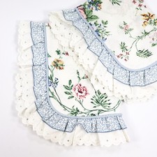 Vtg JC Penney Pillow Shams Standard Pink Roses Eyelet Lace Ruffle Shabby Cottage picture