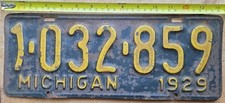 1929 Michigan License Plate picture