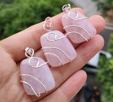 10pcs Cute Rose Quartz Gems Pendants stone Chakra Reiki Luck Amulet picture