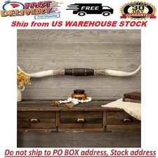 Western Americana Steer Horn Large Rustic Studded Longhorn Wall Decor Resin New picture