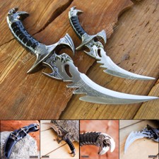 2PC FANTASY CLAW Knife Twin FIXED BLADE DAGGER Set Draco with Sheath picture
