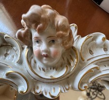 DRESDEN Antique Rococo, Porcelain Wall Mirror. Cherub @ Top Crest. Stunning picture