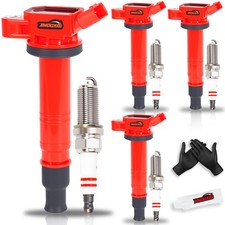 Upgraded UF495 Red Ignition Coil Pack & Spark Plugs for Toyota 4Runner, Tacoma picture